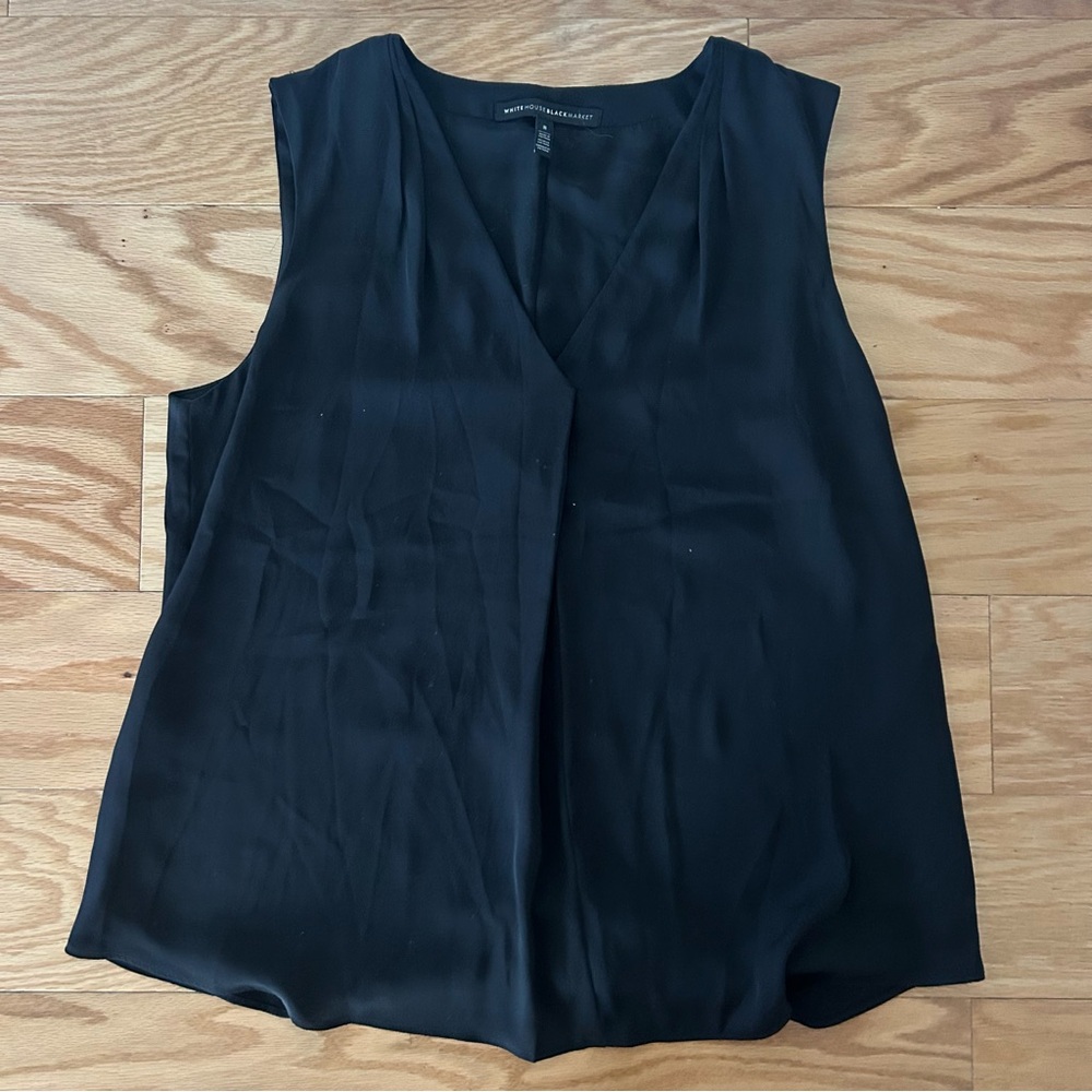 White House Black Market Black V-Neck Blouse